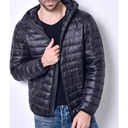 2019 Jacket Men Ultralight Duck Down Hooded Jacket Warm Jacket Portable Package Men Jacket