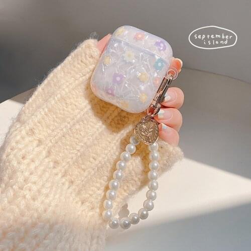 Cute Little Flower Pearl Case for Apple Airpods 1 2 3 Bracelet Chain Case for AirPods Pro Case Bluetooth Earphone Accessories