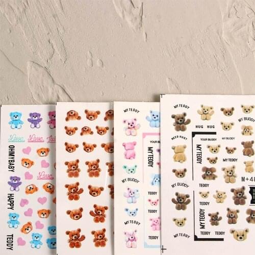 Cute Bear Heart Pattern Design Adhesive Nail Art Decorations Sticker Acrylic Manicure tool Nail Accessories Lovely Nail Decals