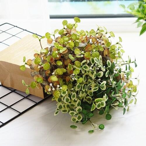Mini Silk Eucalyptus Artificial Plant Plastic Money Leaf For Wedding Wall Decoration Flower Arrangement