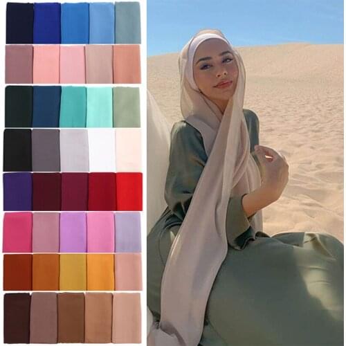 Fashion women plain bubble chiffon scarf hijab wrap printe solid color shawls headband women hijabs scarves 66 colors foulard