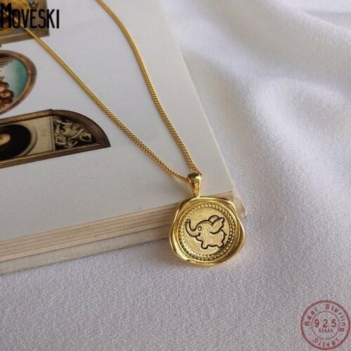 MOVESKI 925 Sterling Silver French INS Gold Cartoon Baby Elephant Women Original Design Spot Wholesale