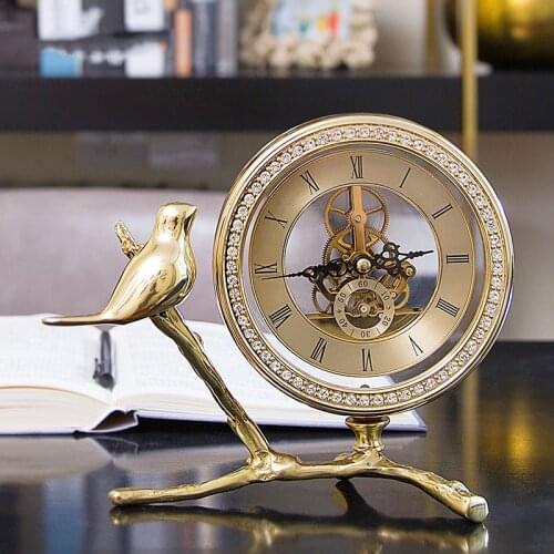 Desk clock for home decoration,bird metal vintage clocks,new arrival