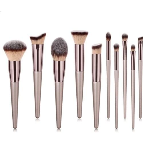 New Champagne Color 10/14 pcs Eyeshadow Lying Silkworm Brush Makeup Brush Set Beauty Tools
