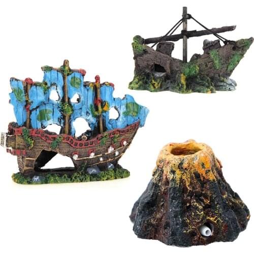 Resin Home Aquarium Ornament Wreck Sunk Ship Aquarium Ornament Sailing Boat Destroyer Fish Tank Tank Aquarium Decoration