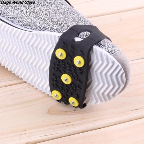 1 Pair 5 Studs Anti-Skid Snow Ice Climbing Shoe Spikes Ice Grips Cleats Crampons Winter Climbing Anti Slip Shoes Cover