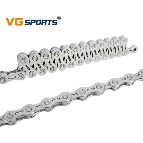 VG Sports MTB Bicycle Chain 9 Speed Bike Chain Half Hollow 116L Mountain Bike Road Bike Chains 9S Ultralight 282g Boxed Silver