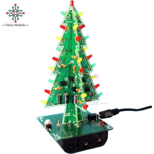 Three-Dimensional 3D Christmas Tree LED DIY Kit Red/Green/Yellow LED Flash Circuit Parts Electronic Fun Suite Christmas Gift