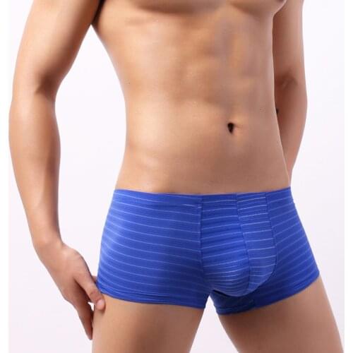 New Sexy Men Underwear Boxer Man Penis Para Hombre Mens Boxers Striped Cuecas Masculina Boxershorts Homme Size L-2XL C902