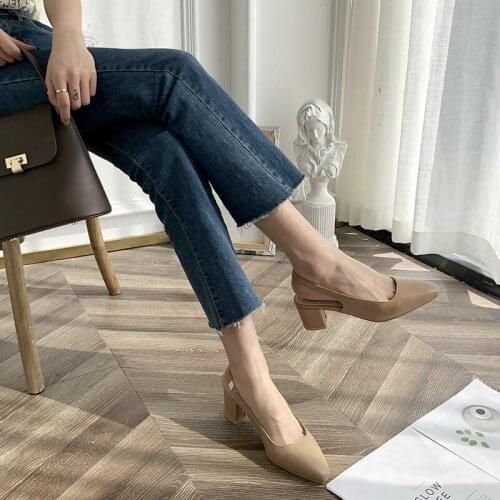 Women Pumps Sexy Shoes High Heels Brand Woman Party Shoes Slingback Pointed Toe Buckle Strap Female Dress Shoes Plus Size U22-21