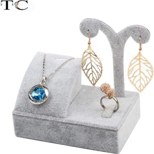 High Quality Gray Velvet Jewelry Display Props Jewelry Necklace Jewelry Display Board Rack Jewelry Organizer Ring Storage Holder
