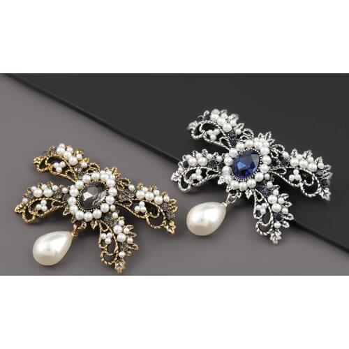High Quality Vintage Imitation Pearl Brooches For Women Elegant Fashion Pin Elegant Crystal Brooch Women Wedding Jewelry