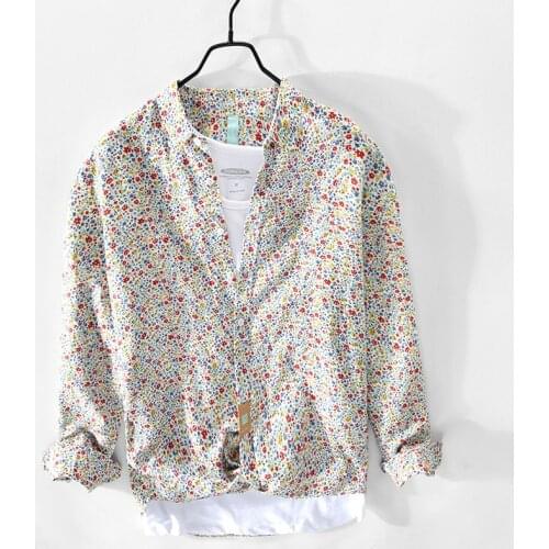 Z913 Spring/Summer new mens casual long-sleeved huahua shirt jacket with a hairdo