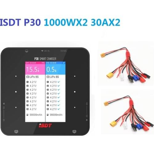 ISDT P30 1000WX2 30AX2 Dual Port 8S Battery Charger Discharger High Power Snychronous Bluetooth BattGo for 1-8S Lipo Battery