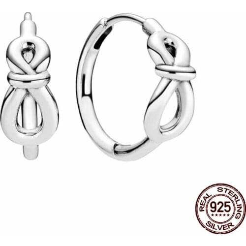 100% Real 925 Sterling Silver Classic Figure Eight Earrings For Women Birthday Fashion Jewelry Gift