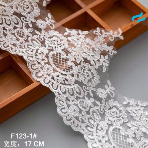 1Yard European-style Pure white ivory Lace Fabrics Wedding Veil Tiara DIY Handmade Jewelry Cording Trims Flower 20cm