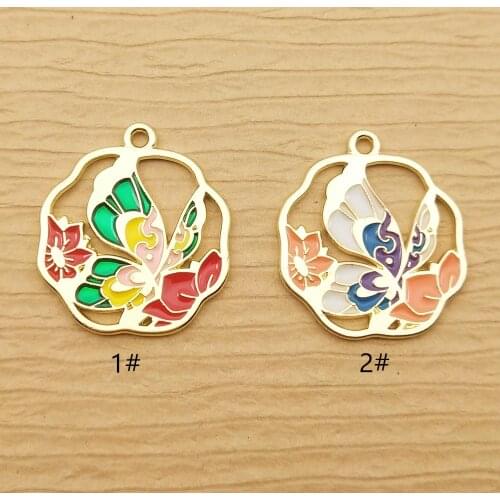 10pcs 22x25mm enamel butterfly charm for jewelry making cute earring pendant bracelet charm necklace charms diy design charms
