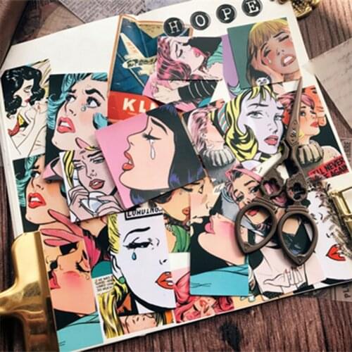 14PCS DIY Scrapbooking stickers Europe and America Retro Crying Girl Album Pictorial Notebook Happy Planner Decoration Stickers