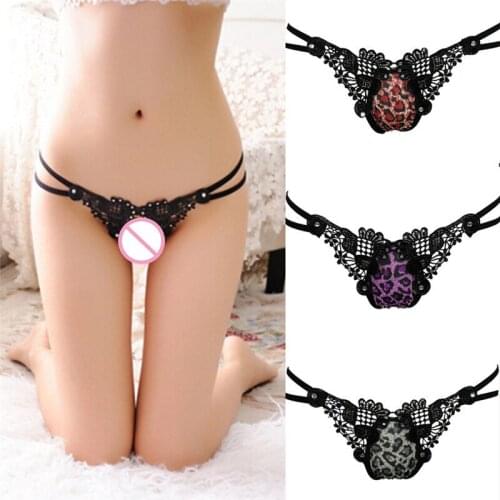 4 Colors G-String Lingerie Underwear Open Crotch Thongs New Fashion Briefs Womens Sexy Leopard Lace