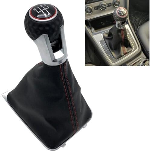 5/6 Speed Car Gear Shift Knob Stick Pen Gaiter Boot Cover Frame For Volkswagen Golf 7 MK7 GTI GTD 2013 2014 2015 2016 2017 2018