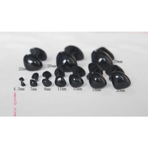 500pcs/lot 4.5/7/ 9/11/15/18/20/22/26/29mm high quatity black Triangle plastic safety toy noses & washer for diy doll