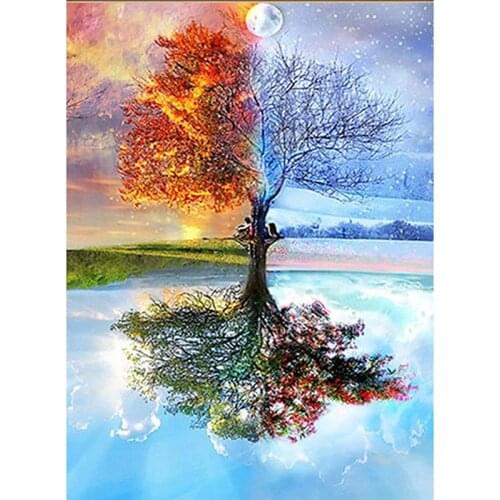 5D DIY Diamond Painting Starry Sky Tree Diamond Embroidery Scenery Rhinestones Crafts Full Square Round Drill Home Decor Gift