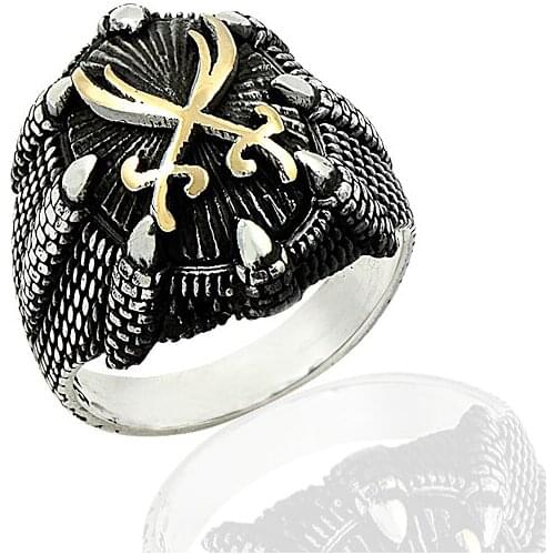 925 Silver Double Sword Cultural Ring for Men Mans Ring
