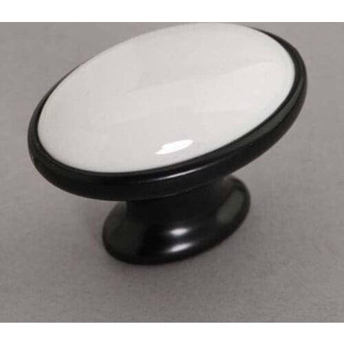 White Ceramic Cabinet Door Knob Black Dresser Knob Drawer Knob Pull White Black Furniture Door Knobs Pull Handle Moderm Simple