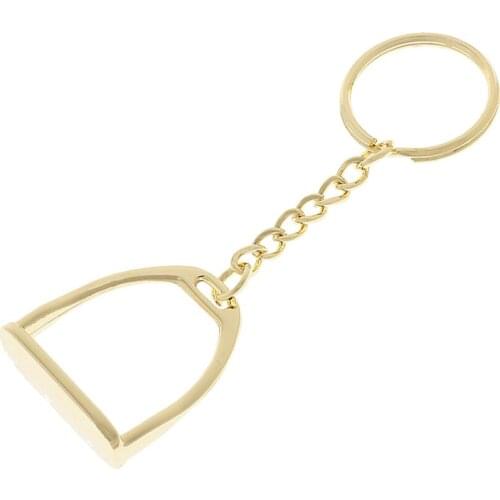 Gold Zinc Alloy Western Keychain Stirrup Key Ring Hanger Backpack Hangbag Decoration Tool Equine Gear 8cm