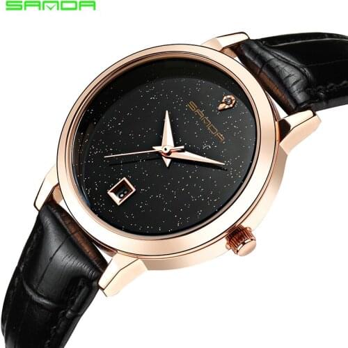 Starry Sky Womens Watches Top Brand SANDA Fashion Ladies Watch Women Leather Wrist Watches Casual Woman Female Clock reloj mujer