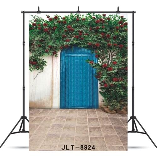 Flower Wall Blue Door Vinyl Photographic Background Custom For Portrait Baby New Born Child Backdrop Studio Photocall Photobooth