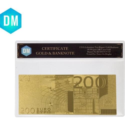 Europe Banknote 200 euro Gold Banknote in 24k Gold Fake Paper Money For Collections And Souvenir