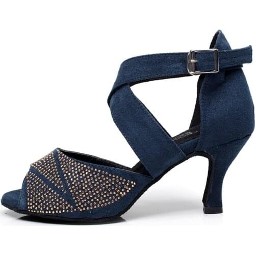 HOT Dropshipping Outdoor Rubber sole standard latin dance shoes for dancing women newmen stylish high heel Flock