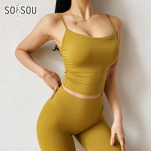 SOISOU Summer New 2Pcs/Set Womens Tracksuit Sportswear Yoga Set Shorts Sets Crop Top High Waist Push Up Womens Clothing 2021