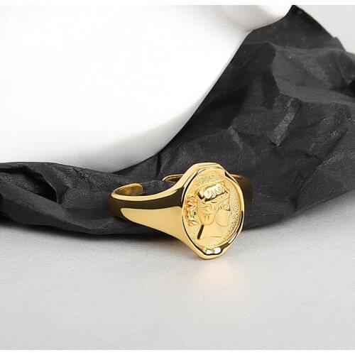 Korean Classic Portrait Ring INS Irregular Women Ring Exquisite Elegant Open adjustable Ring Wedding Jewelry Girlfriend Gifts