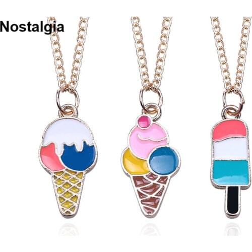 Nostalgia Hip Hop Ice Cream Colorful Jewelry Kids Necklace Enamel Cute Food Accessories Womens Jewellery