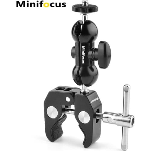 Cool Ballhead Arm Super Clamp Mount Multi-Function Double Ball Adapter for DSLR Camera Rig LED Video Light Monitor Gimbal Action