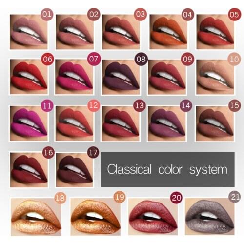 21 Colors Matte Liquid Lipstick Waterproof Red Velvet Lip Makeup Tattoo Long Lasting Lip Gloss Tint Matte Lipgloss Tube Cosmetic