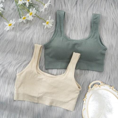 Women Tank Tops Streetwear Push Up Cropped Top For Female Solid Color Casual Sexy Lingerie Fashion Girl Wirefree Camisole