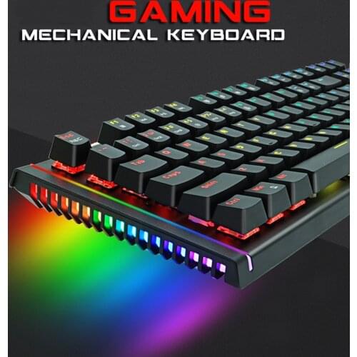 Mechanical Keyboard Wired Gaming Keyboard RGB Mix Backlit 87Key For Game Laptop PC Russian US