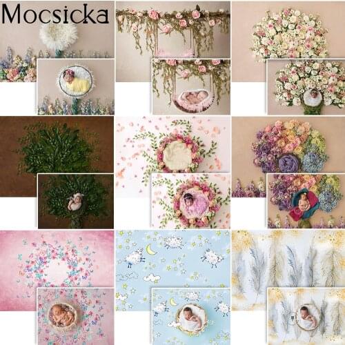 Mocsicka Newborn Photography Backdrop for Photo Shoot Studio Floral Baby Infant Baby Milestone Portrait Background Photocall