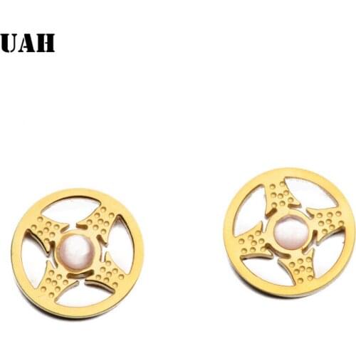UAH Trendy Zirconia WomenS Bling Bling Earrings Simple Delicate Round Circle Party Earrings For Female Fashion Jewelry Gift