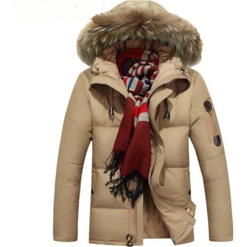 Raccoon Real Warm Fur Collar Hooded Winter Jacket Men 2020 Hot Sale White Duck Down Jacket Men Fashion Short Outerwear WUJ0897