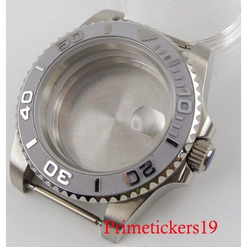 BLIGER 40mm men watch case fit NH35 automatic movement sapphire glass with magnifier stainless steel case
