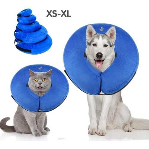 Inflatable E-Collar for Dogs Removable Cover Pet Cat or Dog Inflatable Collar Soft Pet Recovery Collar After Surgery Protective