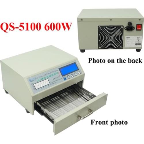 QS-5100 Desktop Automatic Soldering Stove Lead-Free SMT Reflow Oven 600W for SMD SMT Rework IC Heater Infrared Reflow Wave Oven