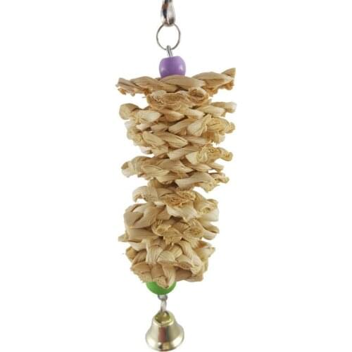 2021 New Pet Parrot Bird Natural Grass Toys Chewing Bite Hanging Cage Bell Swing Climb