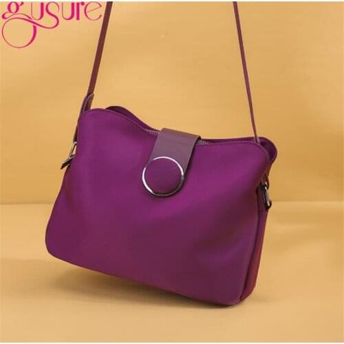 Gusure Retro Solid Color Women Crossbody Messenger Bags 2021 Bucket Oxford Cloth Waterproof Bag for Female Travel Shoulder Totes