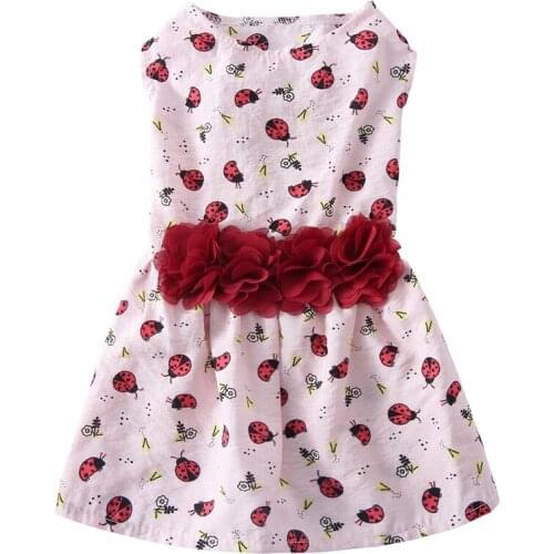 Sunflower Print Dog Dress Summer Pet Puppy Clothes Skirt Princess Sundress Wedding Brithday Party Outfit Dogs Clothing