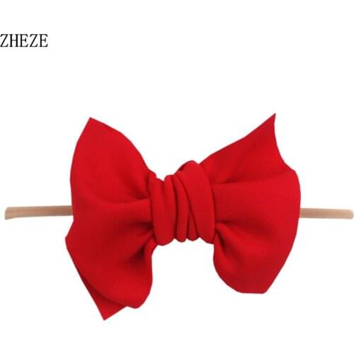 1Pc Classic Solid Color Knotted Bow Headwear For Baby Nylon Fabric Hairband Girls Elastic Headband Kids Hair Accessories